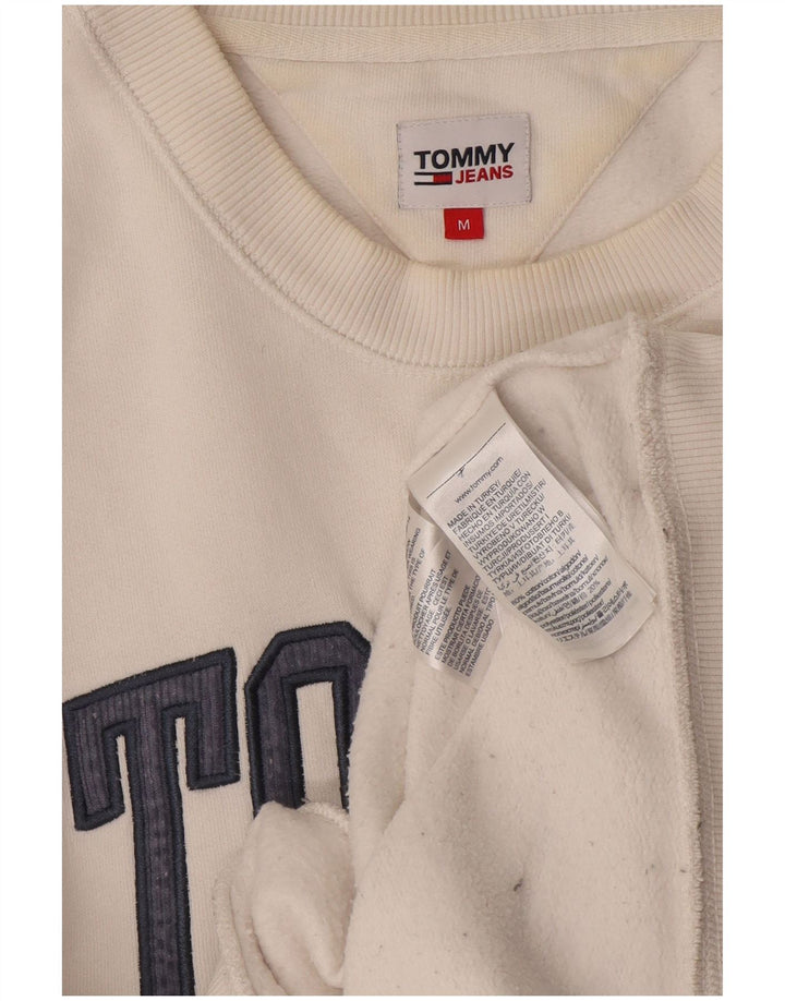 Tommy Hilfiger Mens Graphic Sweatshirt Jumper Medium White Cotton