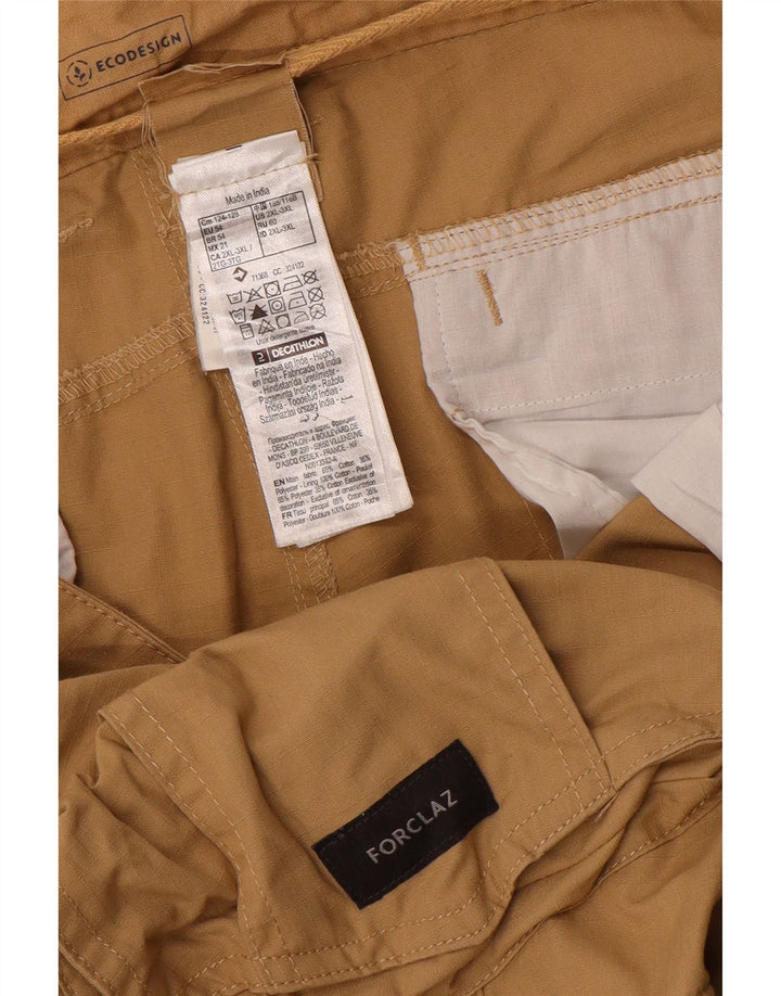 FORCLAZ Mens Straight Cargo Trousers EU 54 2XL W44 L34 Beige Cotton