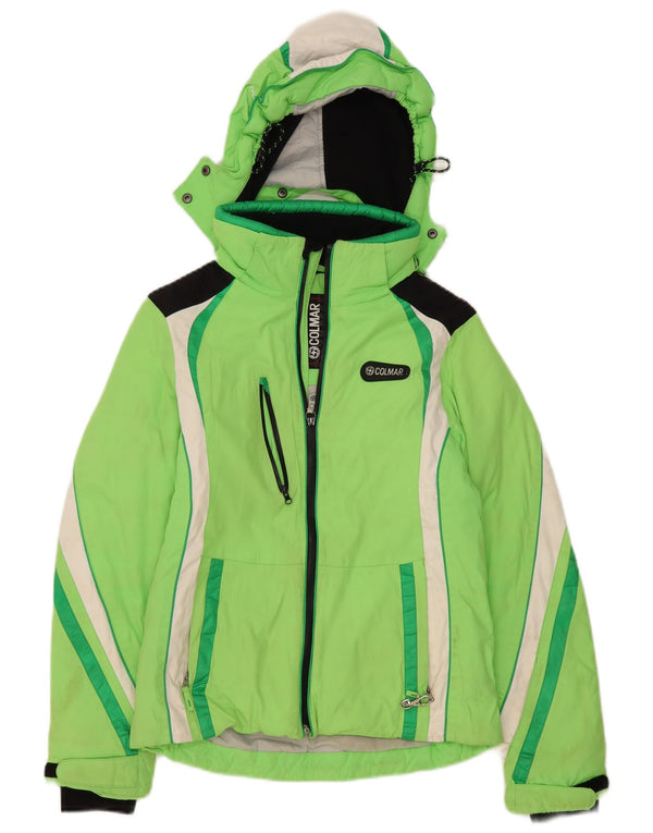 Colmar Womens Hooded Oversized Ski Jacket IT 40 XS Green Colourblock