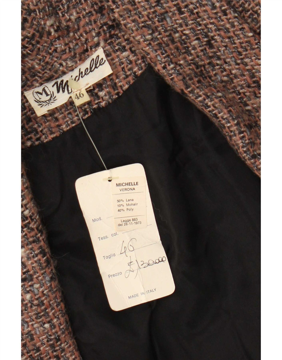 Michelle Womens Open Blazer Jacket IT 46 Large Brown Flecked Wool