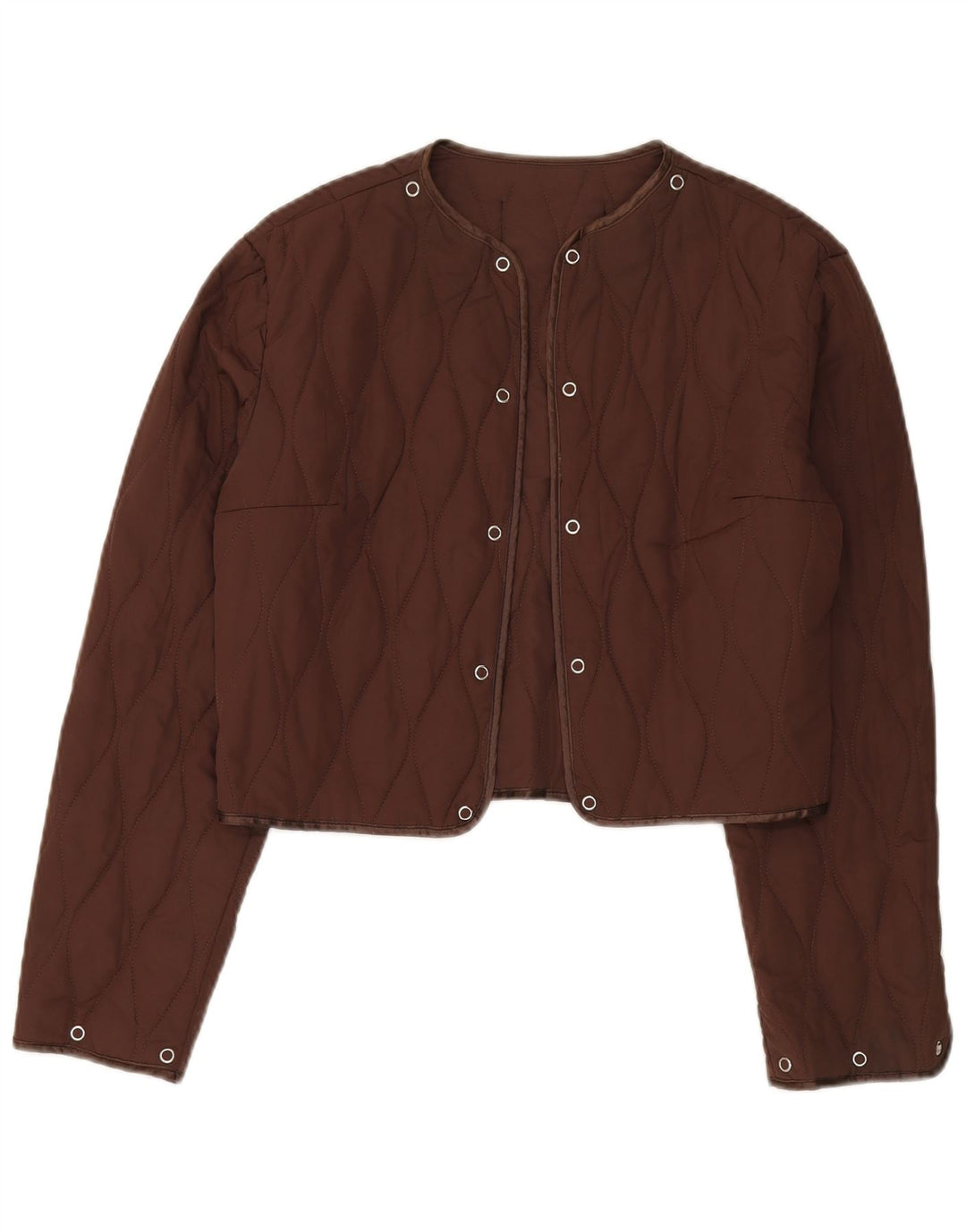 Roccobarocco Womens Crop Quilted Jacket UK 14 Medium Brown