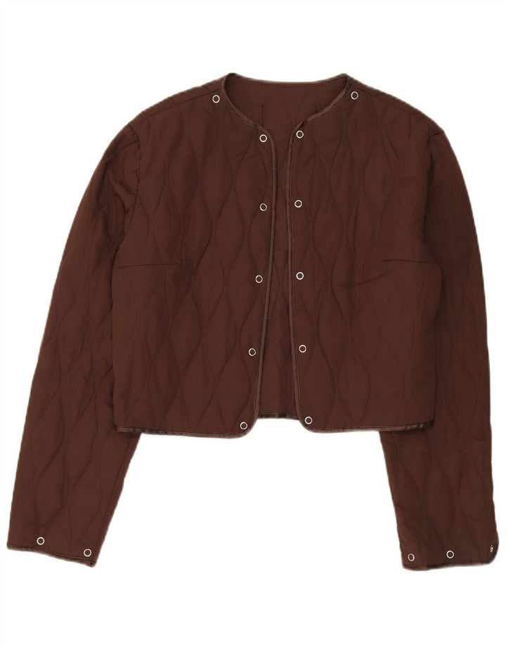 Roccobarocco Womens Crop Quilted Jacket UK 14 Medium Brown