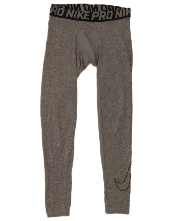 Nike Boys Dri Fit Graphic Leggings 12-13 Years Large Grey Colourblock