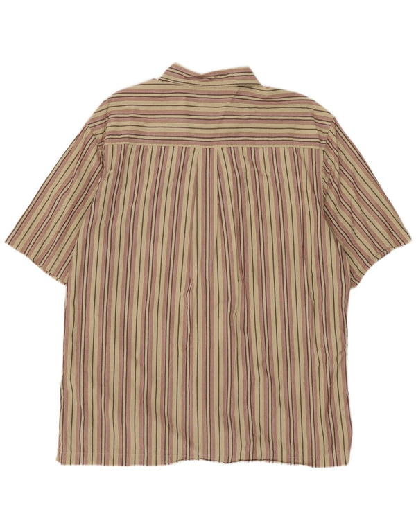 TIMBERLAND Mens Short Sleeve Shirt Large Beige Striped Cotton