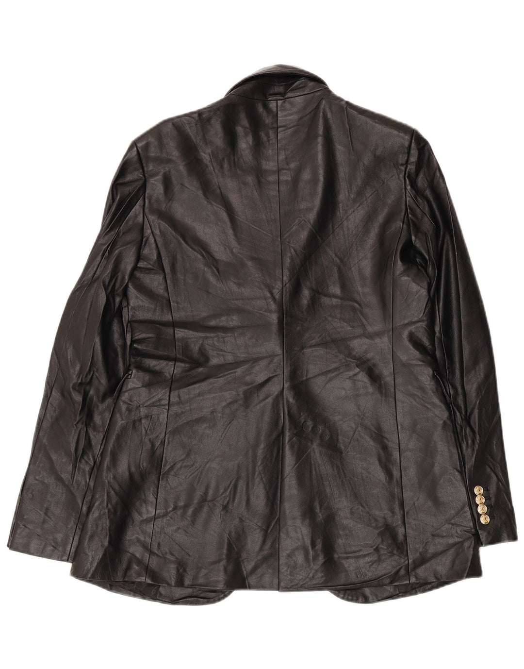Zara Womens 1 Button Faux Leather Blazer Jacket UK 14 Medium Black
