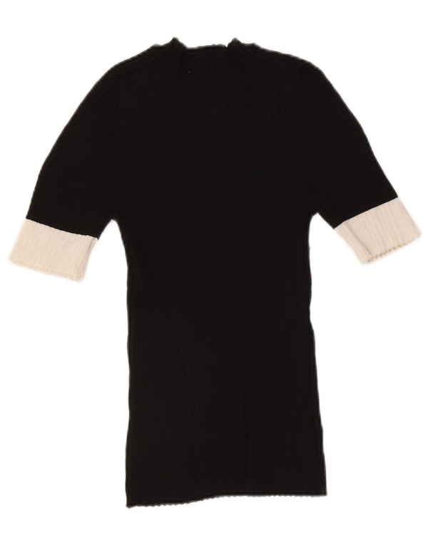 Zara Womens Crew Neck Jumper Sweater UK 12 Medium Black Colourblock