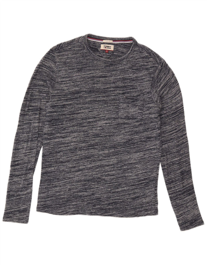 Tommy Hilfiger Mens Crew Neck Jumper Sweater Small Navy Blue Pinstripe