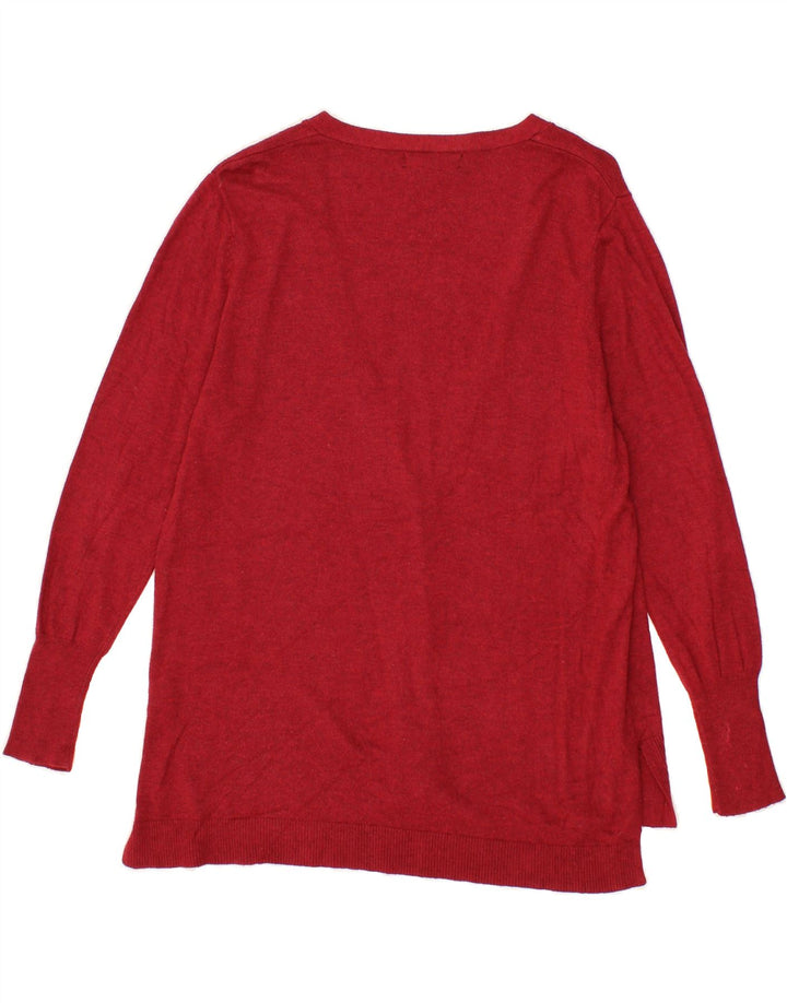 MOSSIMO Womens Longline Cardigan Sweater UK 16 Large Red Nylon Vintage Mossimo and Second-Hand Mossimo from Messina Hembry 