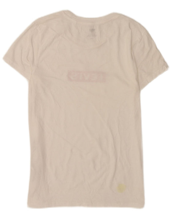 Levi's Womens Graphic T-Shirt Top UK 8 Small White Cotton