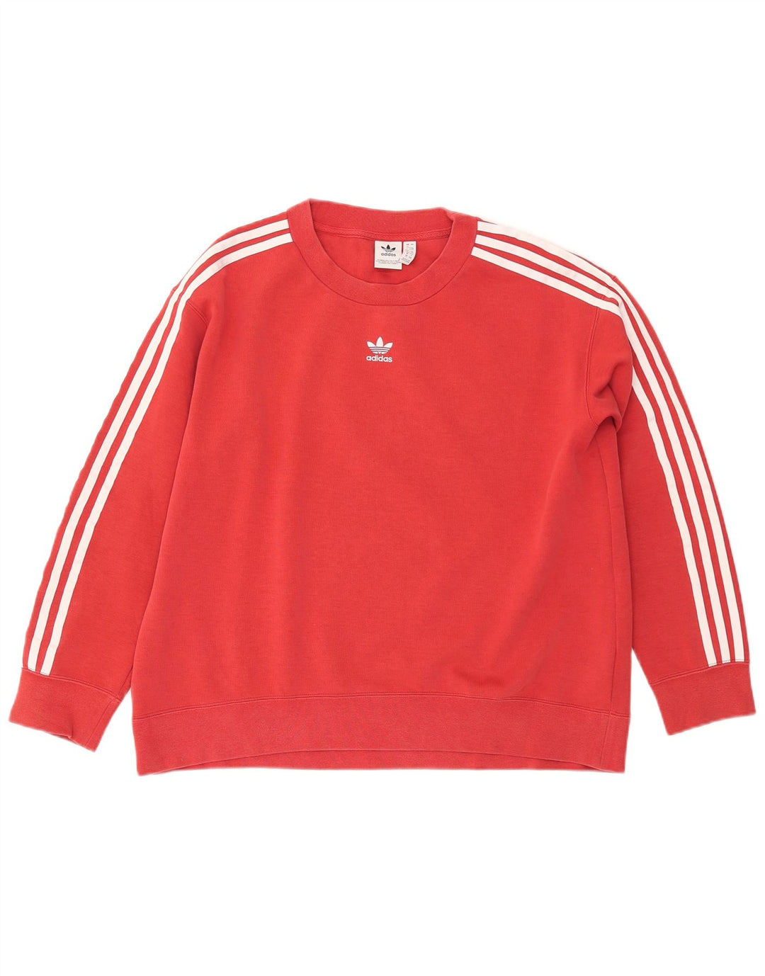 ADIDAS Womens Oversized Sweatshirt Jumper UK 12 Medium Red Cotton