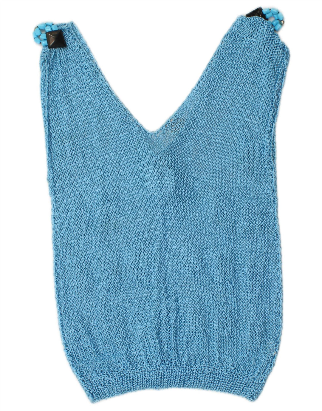 Vintage Womens Vest Tank Top UK 10 Small Blue Rayon