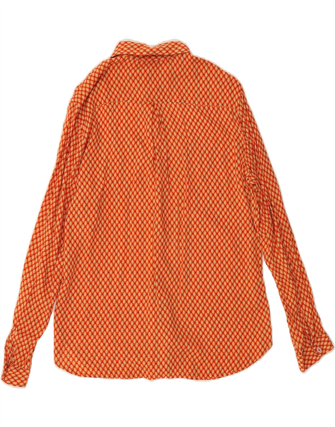 BENETTON Womens Longline Shirt UK 14 Medium Orange Spotted Modal Vintage Benetton and Second-Hand Benetton from Messina Hembry 