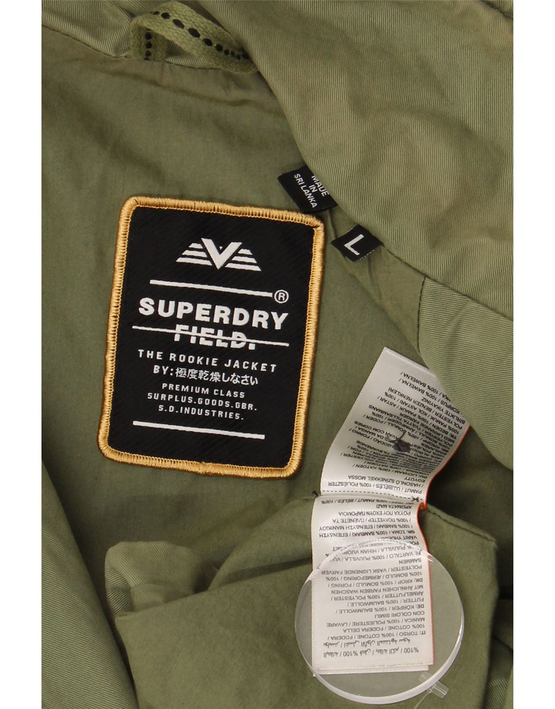 SUPERDRY Mens Military Jacket UK 40 Large Green Cotton