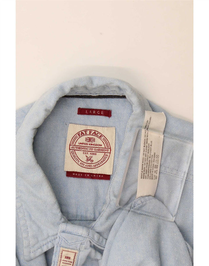 Fat Face Mens Flannel Shirt Large Blue Linen