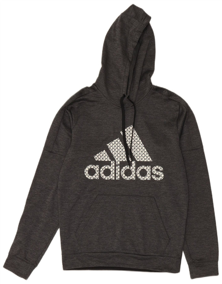 ADIDAS Mens Graphic Hoodie Jumper Small Grey Polyester