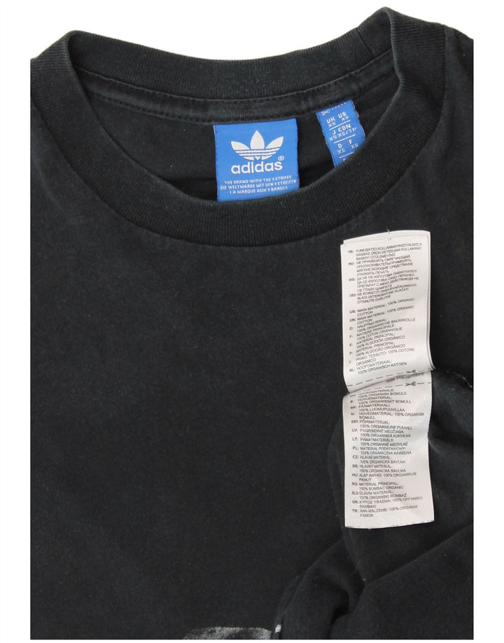 Adidas Womens Graphic T-Shirt Top UK 6 XS Black Cotton