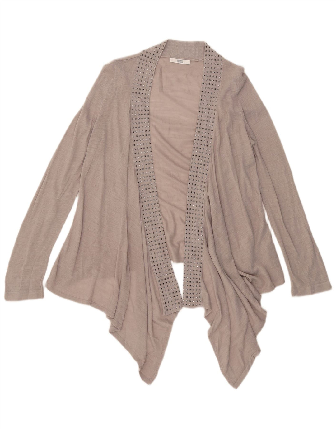 Marks & Spencer Womens Asymmetric Cardigan Top UK 14 Medium  Grey Acrylic