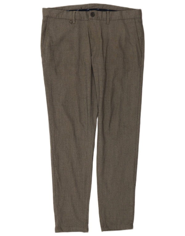Zara Mens Slim Chino Trousers EU 42 Large W32 L29 Grey Polyester