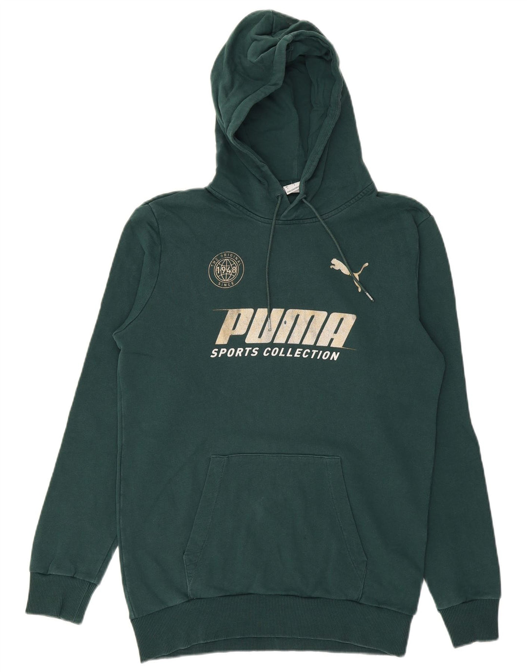 PUMA Mens Graphic Hoodie Jumper Small Green Cotton