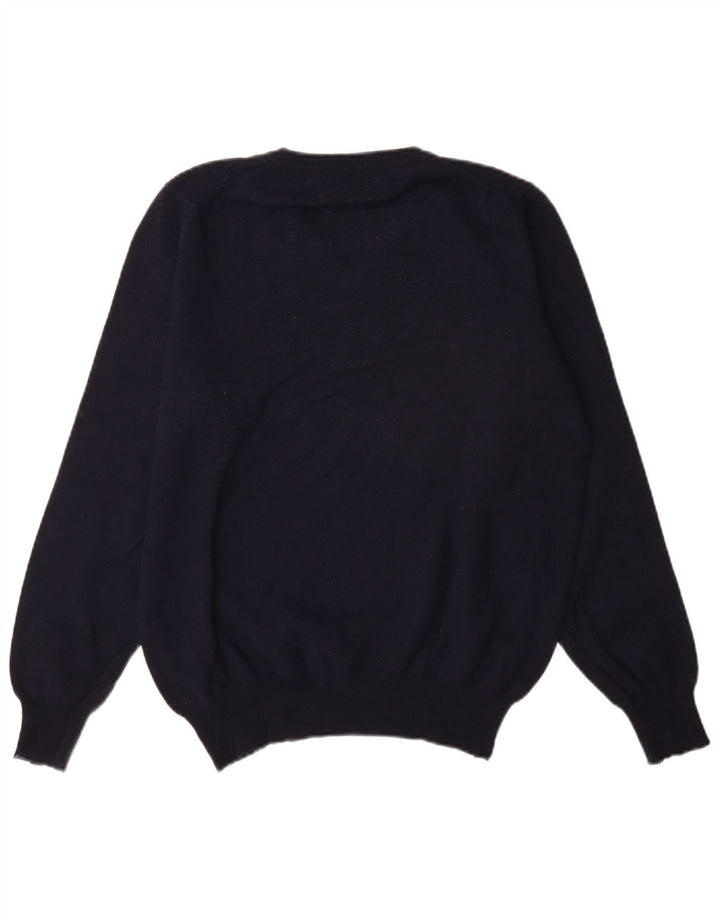 Fred Perry Mens V-Neck Jumper Sweater Large Navy Blue Wool