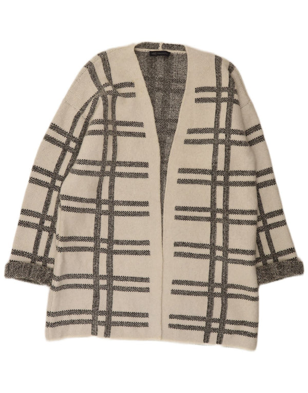 Marks & Spencer Womens Longline Cardigan Sweater UK 16 Large White Check