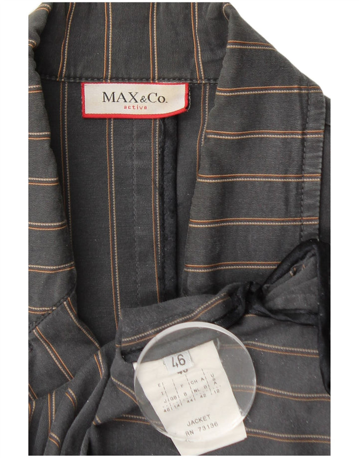 MAX & CO. Womens Active 2 Button Blazer Jacket UK 14 Medium Grey Striped