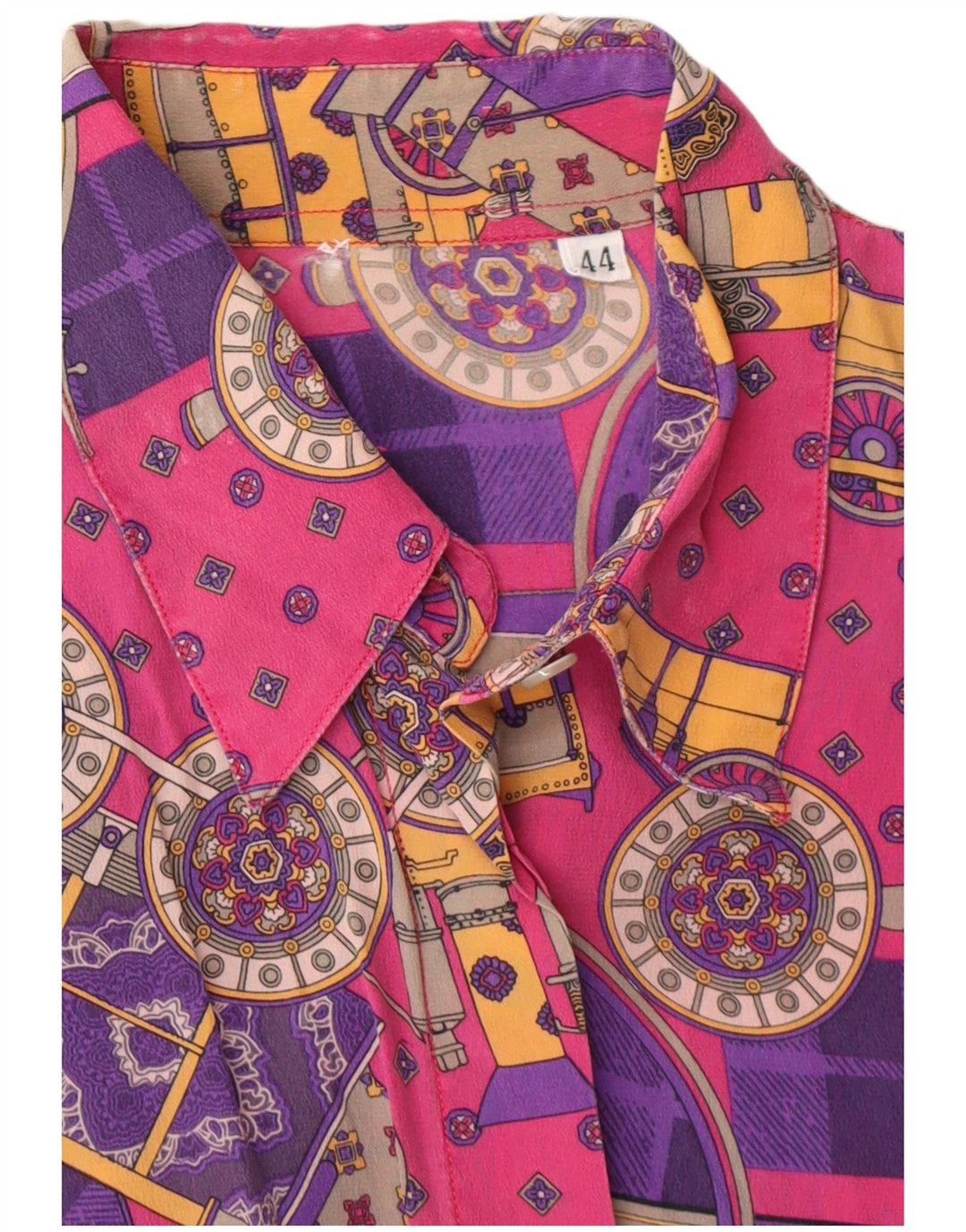 VINTAGE Womens Abstract Pattern Shirt Blouse IT 44 Medium Pink