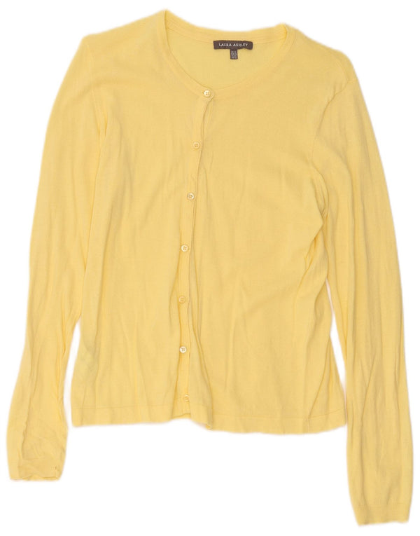 Laura Ashley Womens Cardigan Sweater UK 12 Medium Yellow Cotton