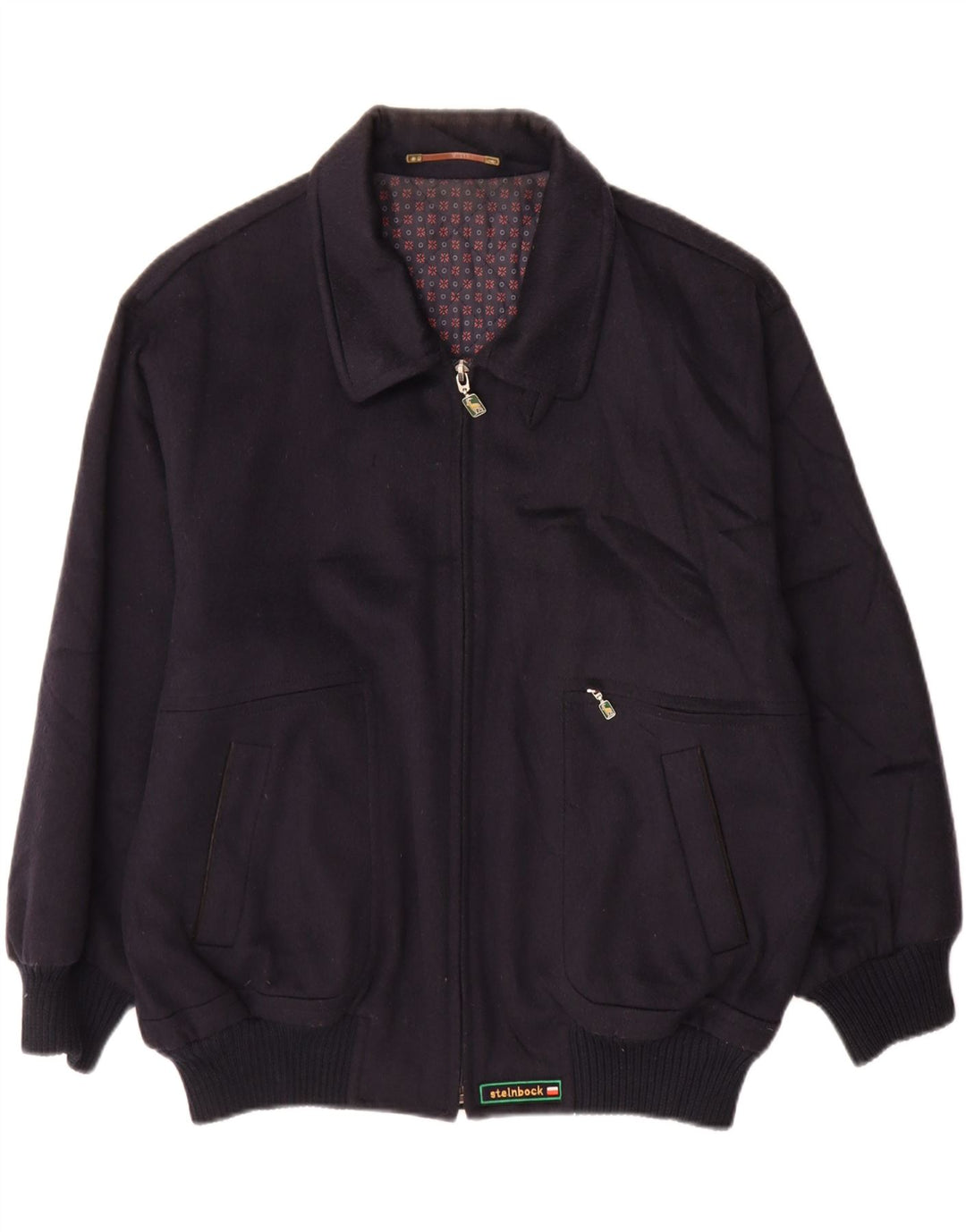 Steinbock Mens Bomber Jacket IT 54 2XL Navy Blue Wool