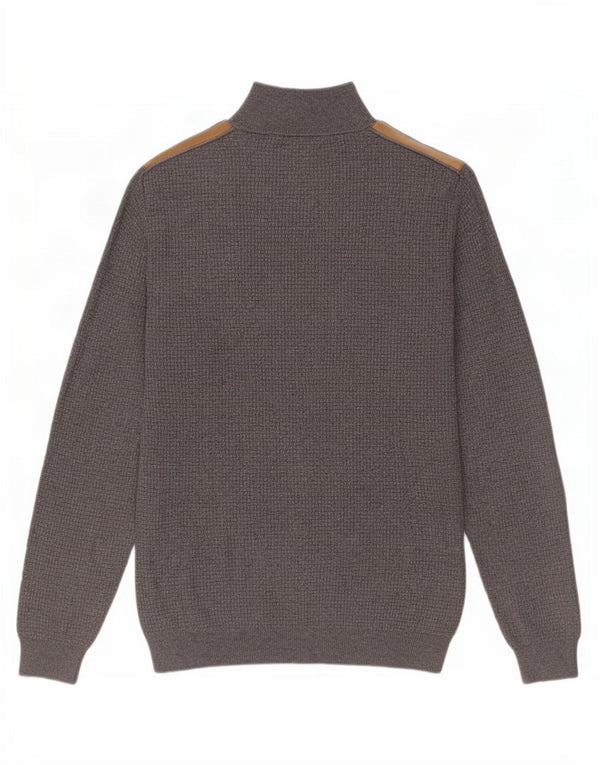 Massimo Dutti Mens Zip Neck Jumper Sweater Medium Grey Cotton