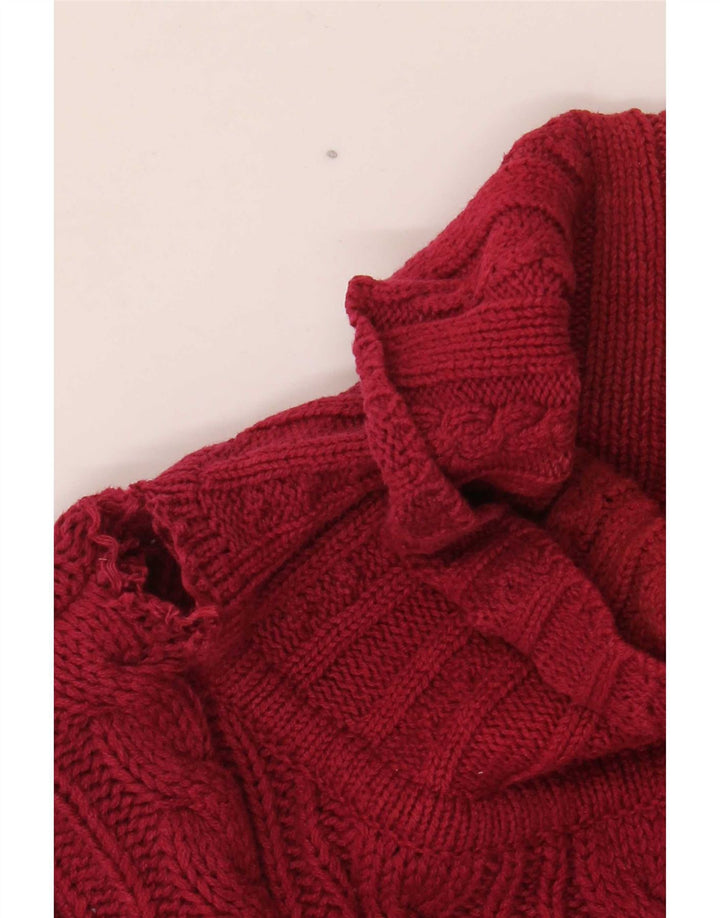 Eddie Bauer Mens Roll Neck Jumper Sweater Large Red Cotton