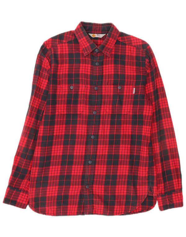 Carhartt Mens Flannel Shirt Small Red Plaid Cotton