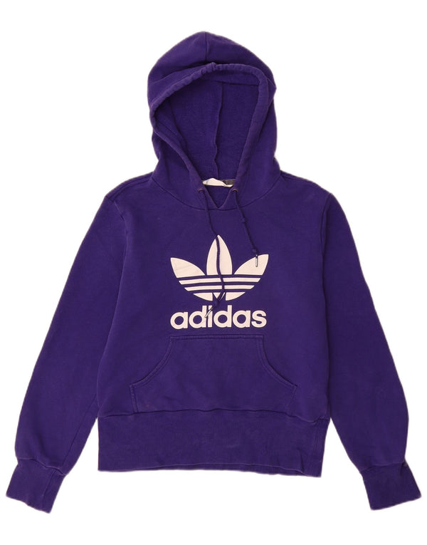 Adidas Womens Graphic Hoodie Jumper EU 38 Medium Purple Cotton