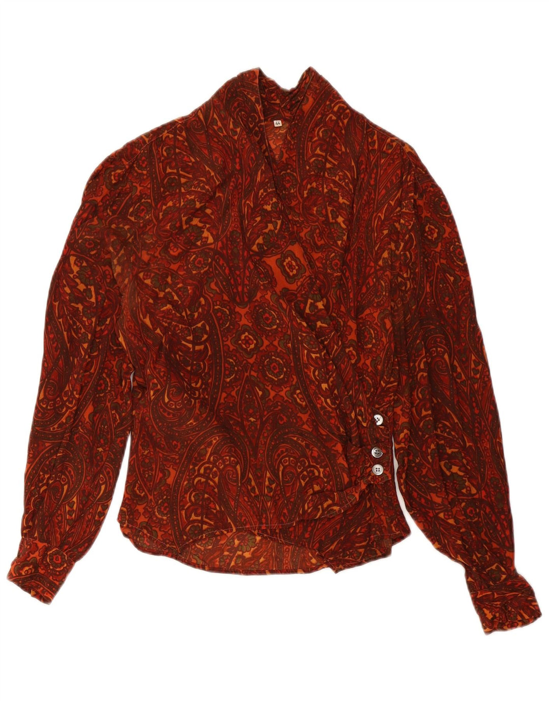 Vintage Womens Shirt Blouse IT 44 Medium Burgundy Paisley