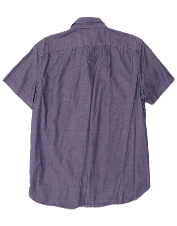 Timberland Mens Short Sleeve Slim Fit Shirt Medium Blue Cotton