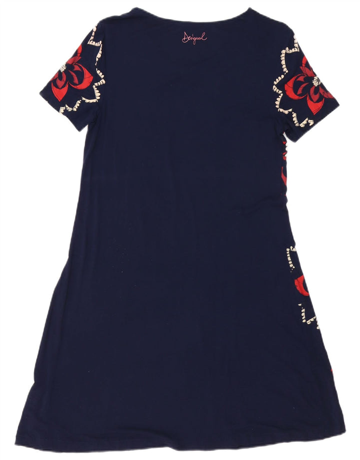 DESIGUAL Womens Graphic A-Line Dress UK 10 Small Navy Blue Floral