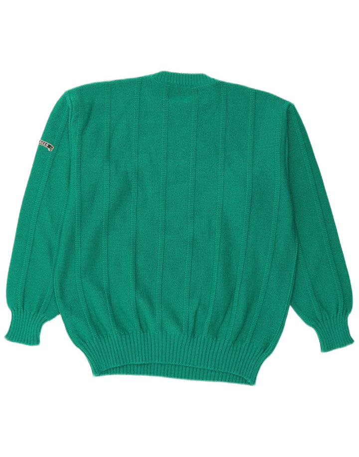 Ouragan Mens Crew Neck Jumper Sweater Medium Green Virgin Wool