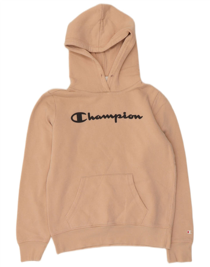 CHAMPION Womens Graphic Hoodie Jumper UK 12 Medium Pink