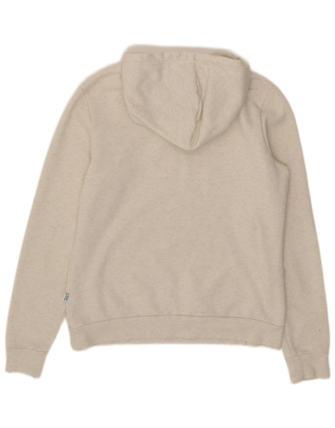 PUMA Womens Hoodie Jumper UK 14 Medium Off White Flecked Polyester
