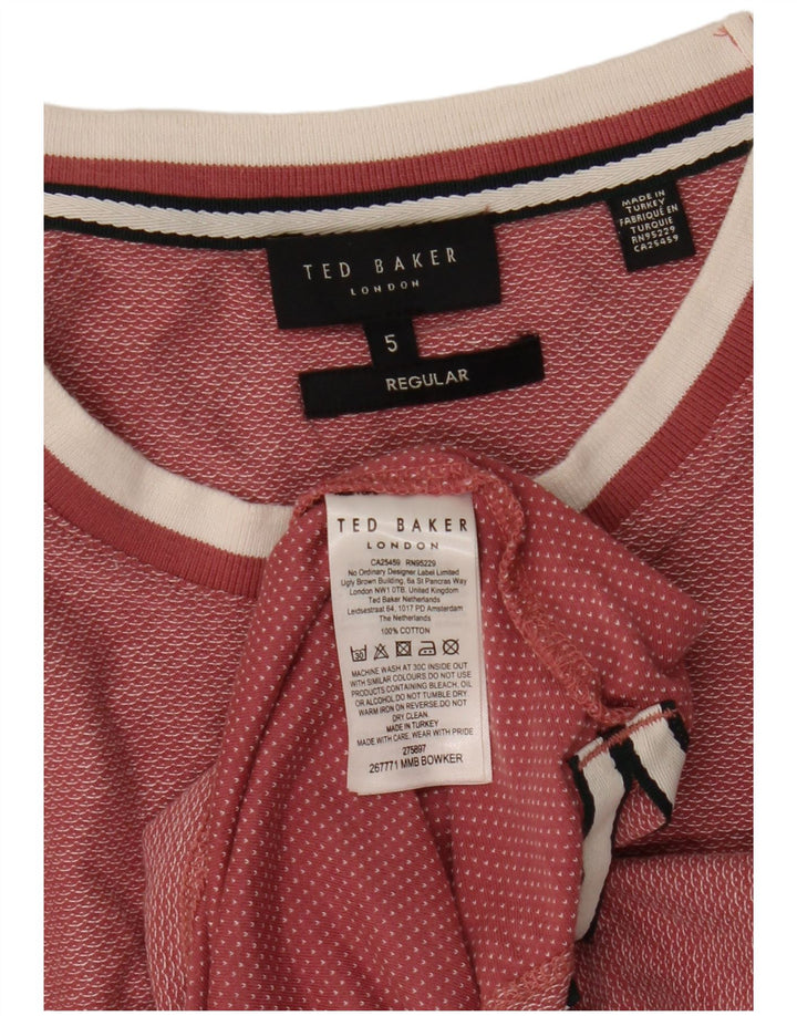 Ted Baker Mens Regular T-Shirt Top Size 5 XL Pink Cotton