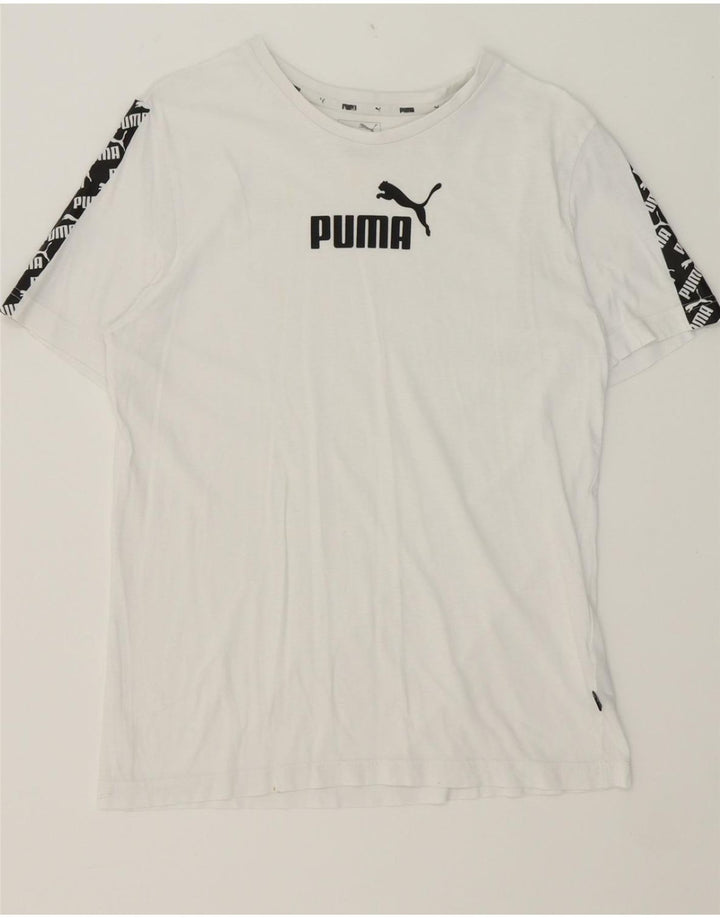 PUMA Mens Graphic T-Shirt Top Small White Cotton Vintage Puma and Second-Hand Puma from Messina Hembry 