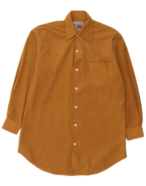 Vintage Mens Shirt Small Beige Polyester