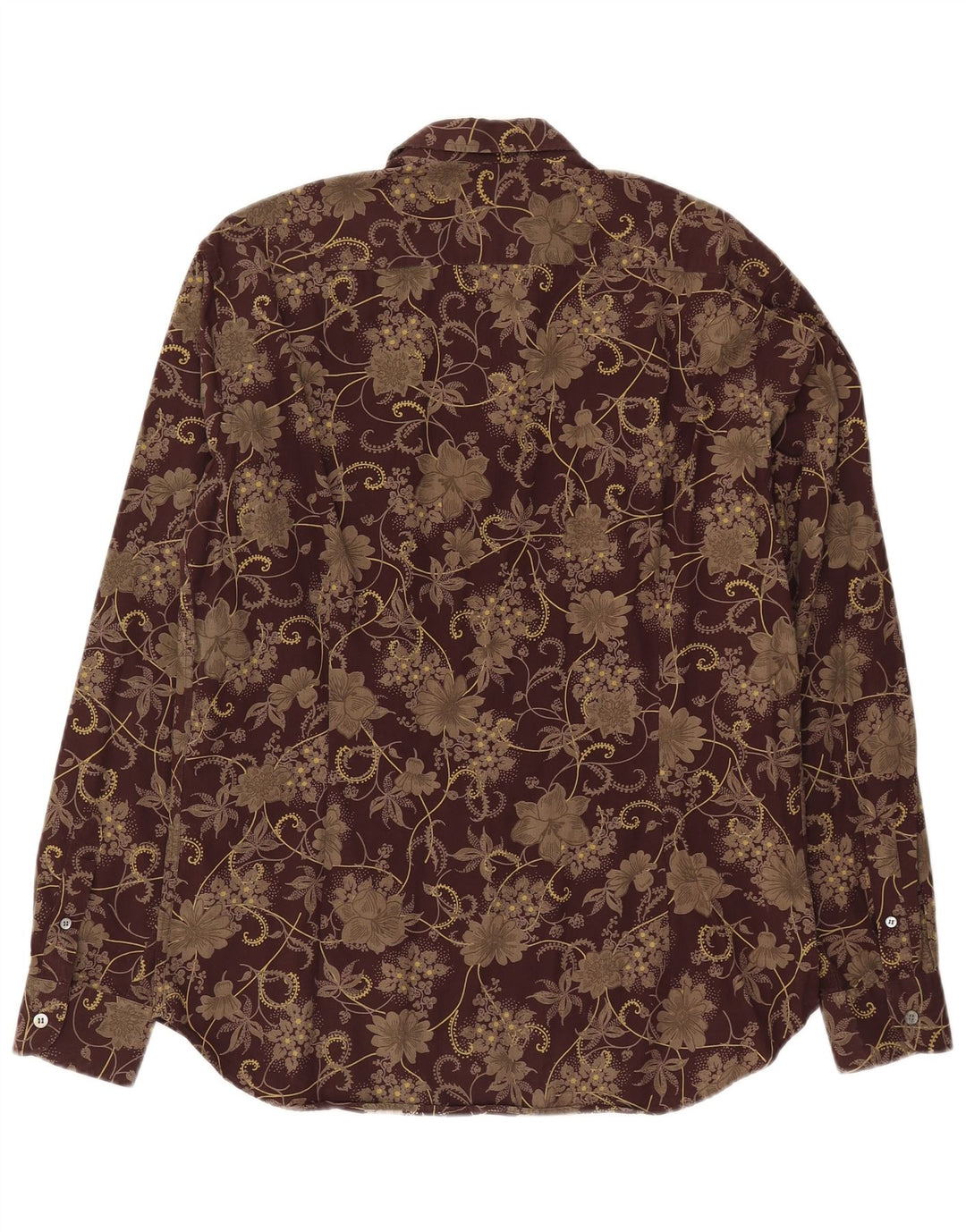 Ted Baker Mens Shirt Size 4 Large Brown Floral Cotton