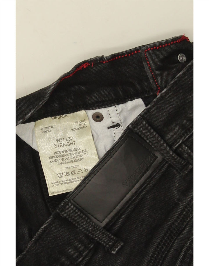 Wrangler Mens Straight Jeans W31 L32 Black Cotton