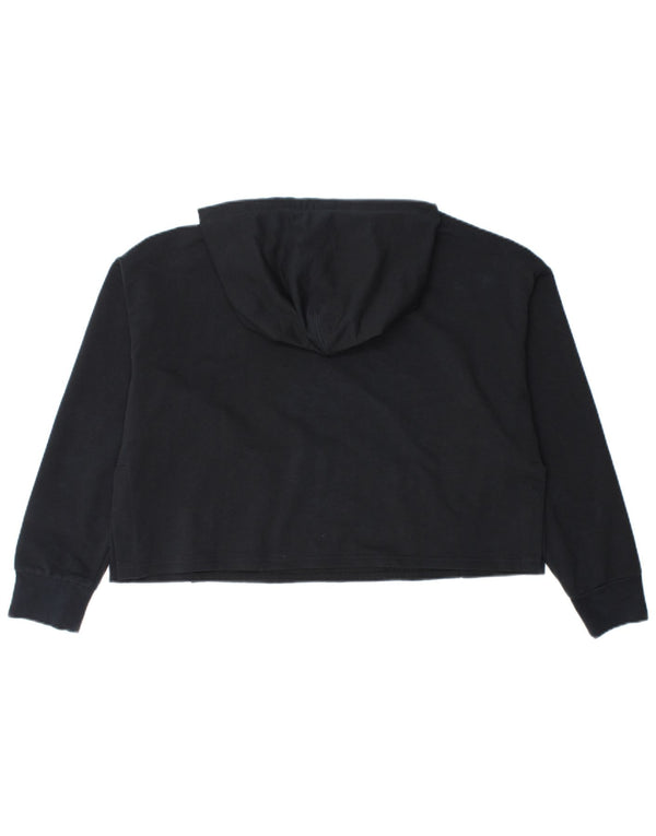 Puma Womens Crop Graphic Zip Hoodie Sweater UK 14 Medium Black Cotton