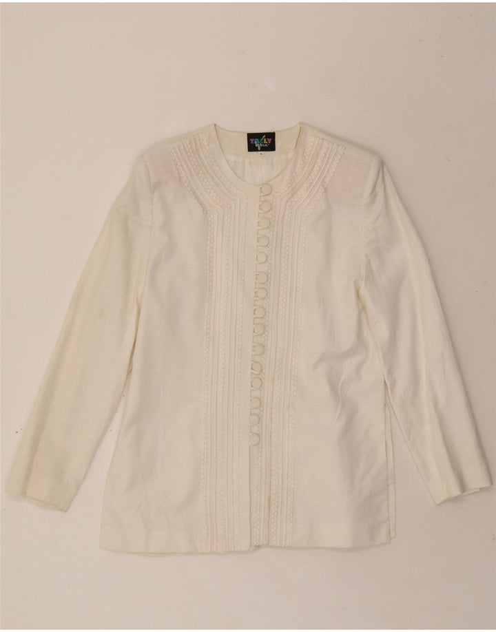 TALLY WEIJL Womens Blazer Jacket UK 14 Medium Off White Vintage Tally Weijl and Second-Hand Tally Weijl from Messina Hembry 