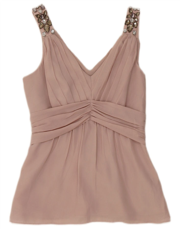 Coast Womens Crop Sleeveless Blouse Top UK 8 Small Pink Polyester