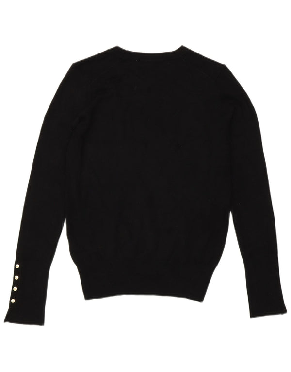 Zara Womens Crew Neck Jumper Sweater UK 10 Small Black Viscose