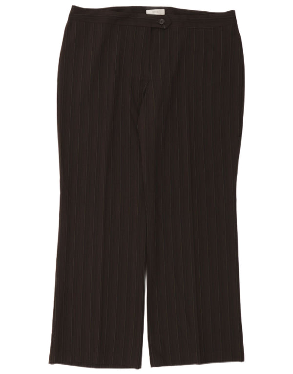 Marks & Spencer Womens Chino Trousers UK 20 2XL W40 L32 Brown Pinstripe