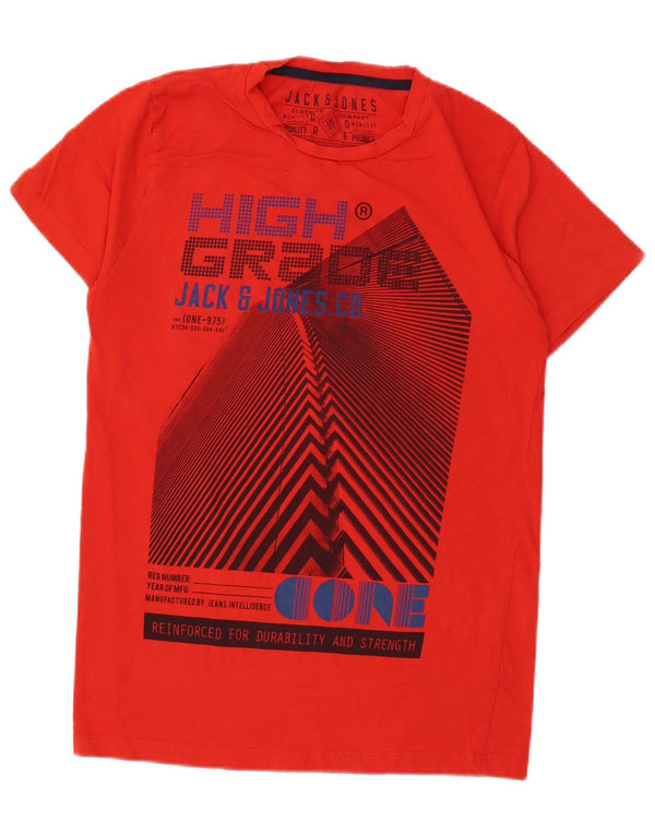 Jack & Jones Mens Graphic T-Shirt Top Medium Red Cotton